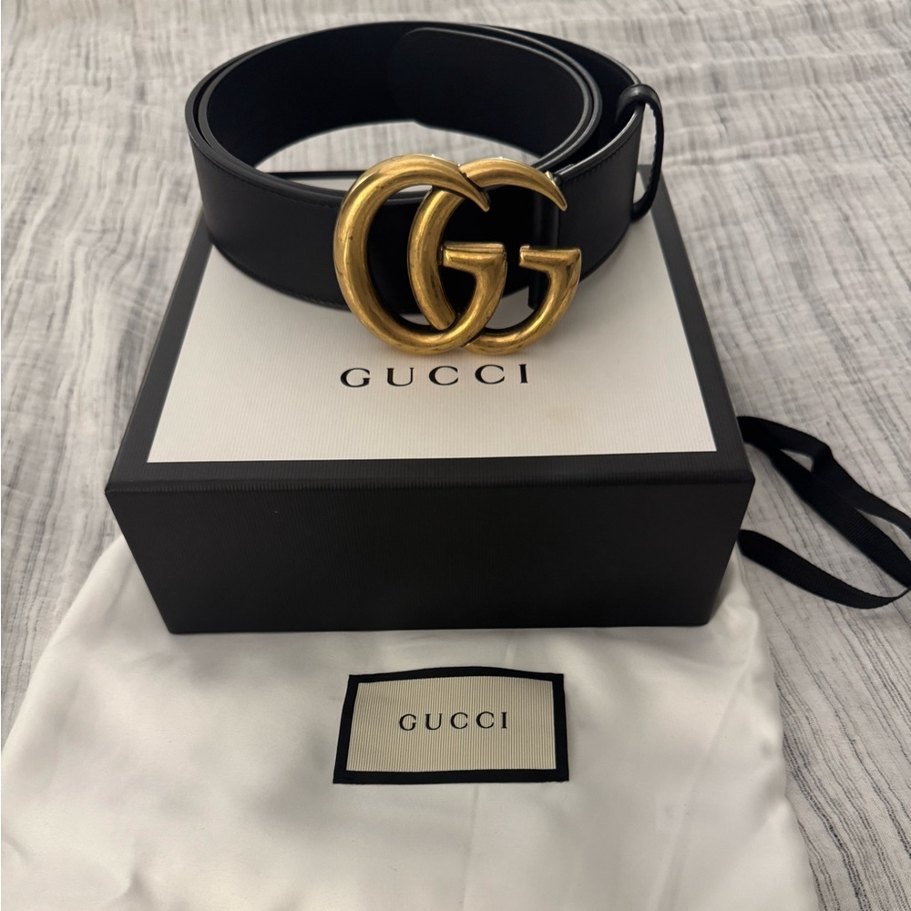 Gucci Marmont Belt Gold Black Size 100 40